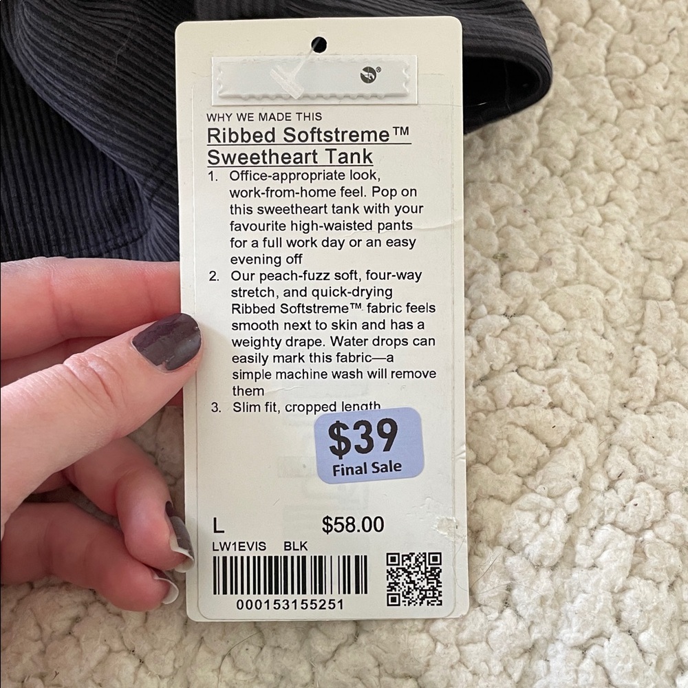 NWT Lululemon Ribbed Softstreme Sweetheart Tank Top - Picture 3 of 3